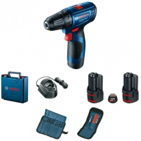 Bosch GSR 120-LI (06019G8002) Акумуляторний шурупокрут + 2 акб 2.0 Ah + ЗУ + набір біт 11 шт. + набір свердл 12 шт.
