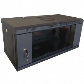 Hypernet WMNC-4U-FLAT-AC-BLACK 4U 600x450 - Шафа коммутаційна настінна розбірна чорна