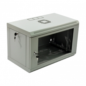 Комутаційна шафа 19" 6U, 600x350x373мм (Ш*Г*В), економ,акрилове скло, сіра
