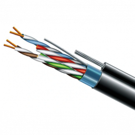 Cat. 5e F/UTP PE 4х2х24 AWG + S. M. трос (к)(72113) бухта 500м - Кабель вита пара ЗЗКМ (FTP мідь вуличний із тросом)