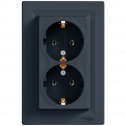 Schneider Electric EPH9900171 Asfora Розетка подвійна 220В антрацит, пластик, із заземленням, Schuko