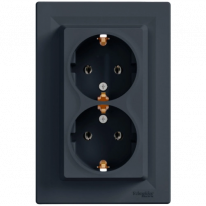 Schneider Electric EPH9900171 Asfora Розетка двойная 220В антрацит, пластик, с заземлением, Schuko