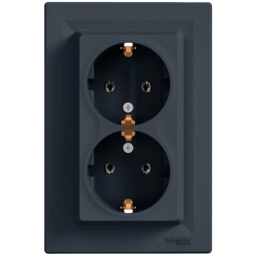Schneider Electric EPH9900171 Asfora Розетка подвійна 220В антрацит, пластик, із заземленням, Schuko
