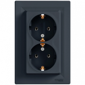 Schneider Electric EPH9900171 Asfora Розетка двойная 220В антрацит, пластик, с заземлением, Schuko