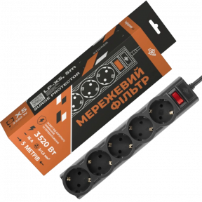 Logic Power LP-X5-5 Black Подовжувач мережевий (фільтр)