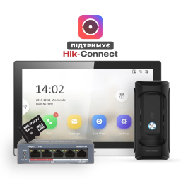 Hikvision DS-KH6350-TE1 + DS-KB8113-IME1(B) UKR + DS-3E1105P-EI + HS-TF-P1/32G - Комплект домофонії