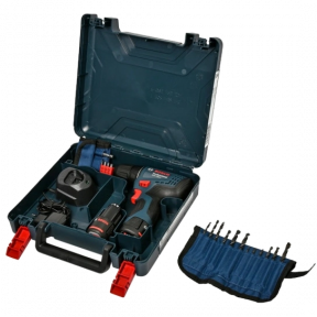 Bosch GSR 120-LI (06019G8002) Акумуляторний шурупокрут + 2 акб 2.0 Ah + ЗУ + набір біт 11 шт. + набір свердл 12 шт.