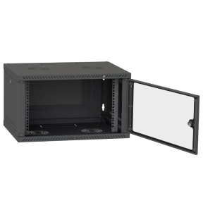 Шафа телекомунікаційна двері скло (чорна) IPCOM 6U 600x450