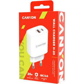 Мережевий зарядний пристрій Canyon H-20-04 White (CNE-CHA20W04)