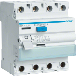Hager CDA463D - Диференційне реле 4P, 6kA, 63A, 30mA, AО: "A"