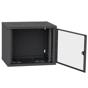 Шафа телекомунікаційна двері скло (чорна) IPCOM 9U 600x450