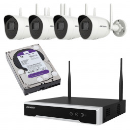 Набір Hikvision DS-7104NI-K1/W/M (1 шт.) + DS-2CV2021G2-IDW(D) (2.8 мм) (4 шт.) + WD10PURX-78 (1 шт.)