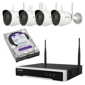 Набір Hikvision DS-7104NI-K1/W/M (1 шт.) + DS-2CV2021G2-IDW(D) (2.8 мм) (4 шт.) + WD10PURX-78 (1 шт.)