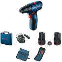 Bosch GSR 120-LI (06019G8002) Акумуляторний шурупокрут + 2 акб 2.0 Ah + ЗУ + набір біт 11 шт. + набір свердл 12 шт.