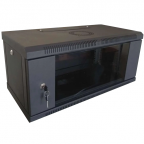 Hypernet WMNC-4U-FLAT-AC-BLACK 4U 600x450 - Шафа коммутаційна настінна розбірна чорна