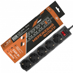 LogicPower LP-X5-3 Black Подовжувач мережевий (фільтр)