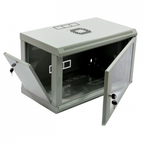 Комутаційна шафа 19" 6U, 600x350x373мм (Ш*Г*В), економ,акрилове скло, сіра
