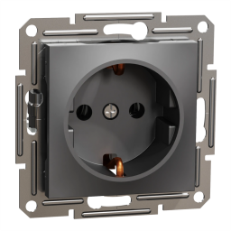 Schneider Electric EPH2900171 Asfora - Розетка 220В антрацит, пластик, із заземленням, Schuko