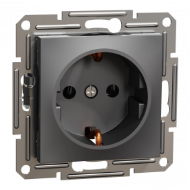Schneider Electric EPH2900171 Asfora - Розетка 220В антрацит, пластик, із заземленням, Schuko