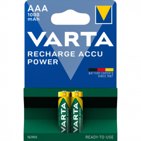 VARTA RECHARGEABLE ACCU AAA 1000mAh BLI 2 NI-MH (READY 2 USE) - Акумулятор