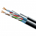 Cat. 5e F/UTP PE 4х2х24 AWG + S. M. трос (к)(72113) бухта 500м - Кабель вита пара ЗЗКМ (FTP мідь вуличний із тросом)