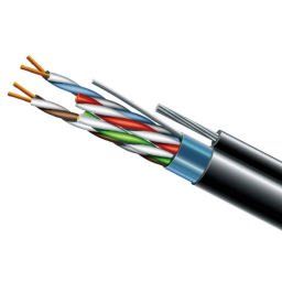 Cat. 5e F/UTP PE 4х2х24 AWG + S. M. трос (к)(72113) бухта 500м - Кабель вита пара ЗЗКМ (FTP мідь вуличний із тросом)